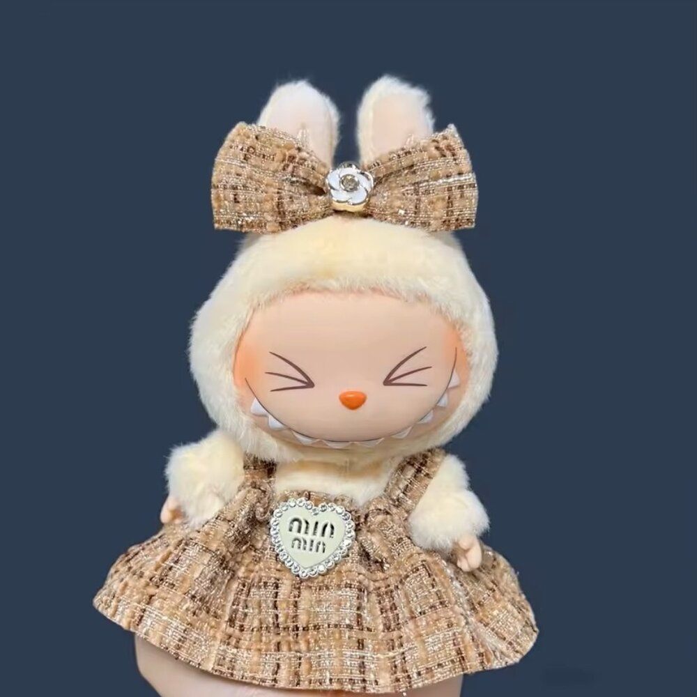Labubu Designer Dress Bow Clothing Outfit Brown Clothes Accessories Monsters